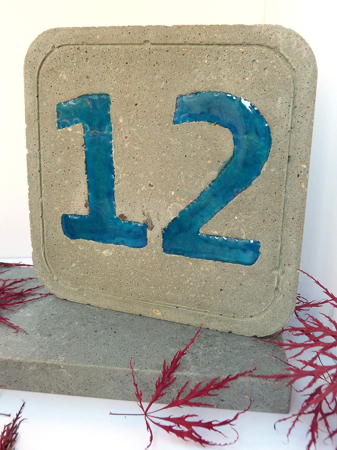Concrete House Number Plaque, Resin Inlay Amazon.co.uk Handmade Products