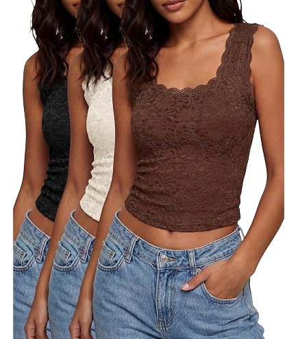 Womens Floral Jacquard Tank Tops Summer Square Neck Straps Crop