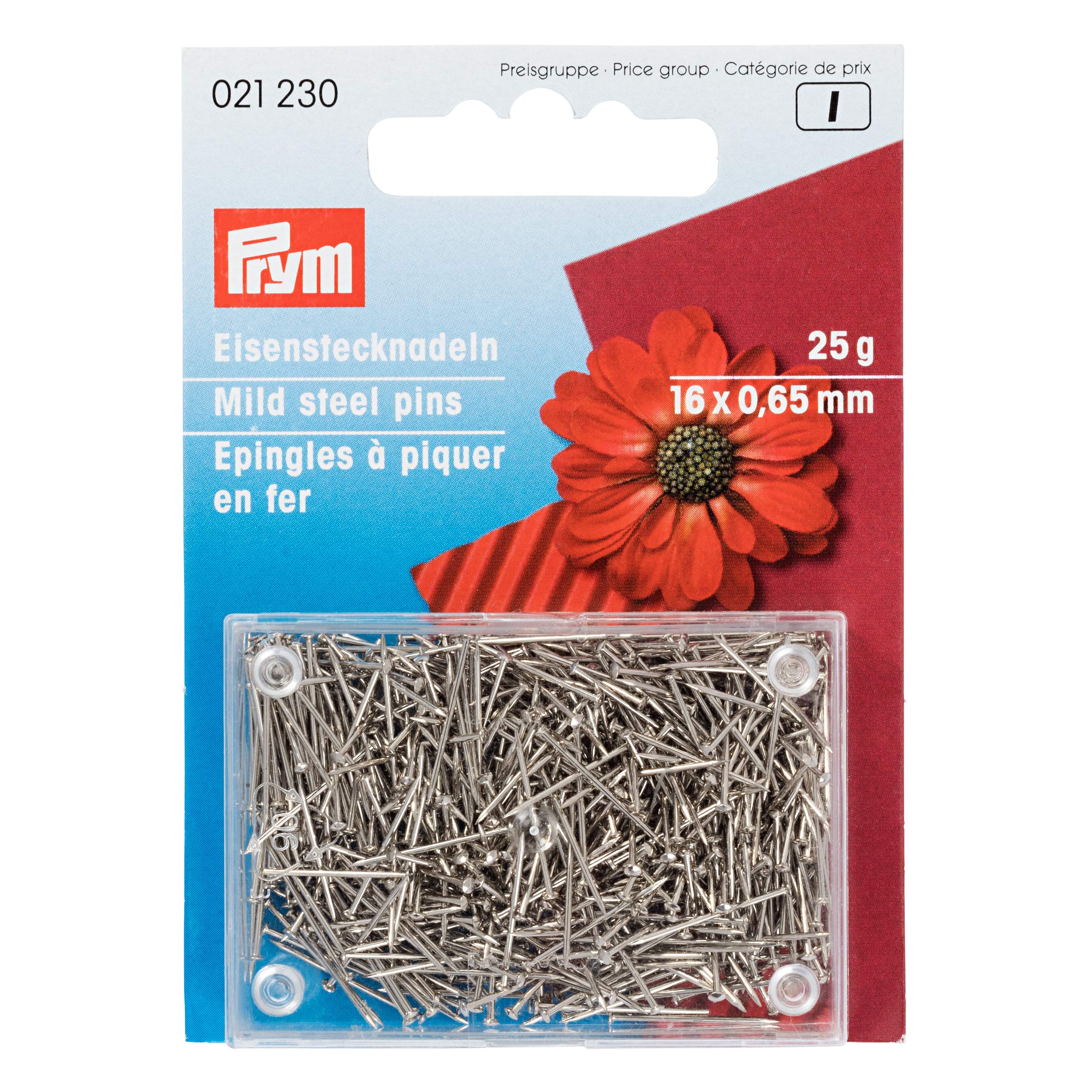 Prym Straight pins mild Steel Silver col 0.65 x 16 mm