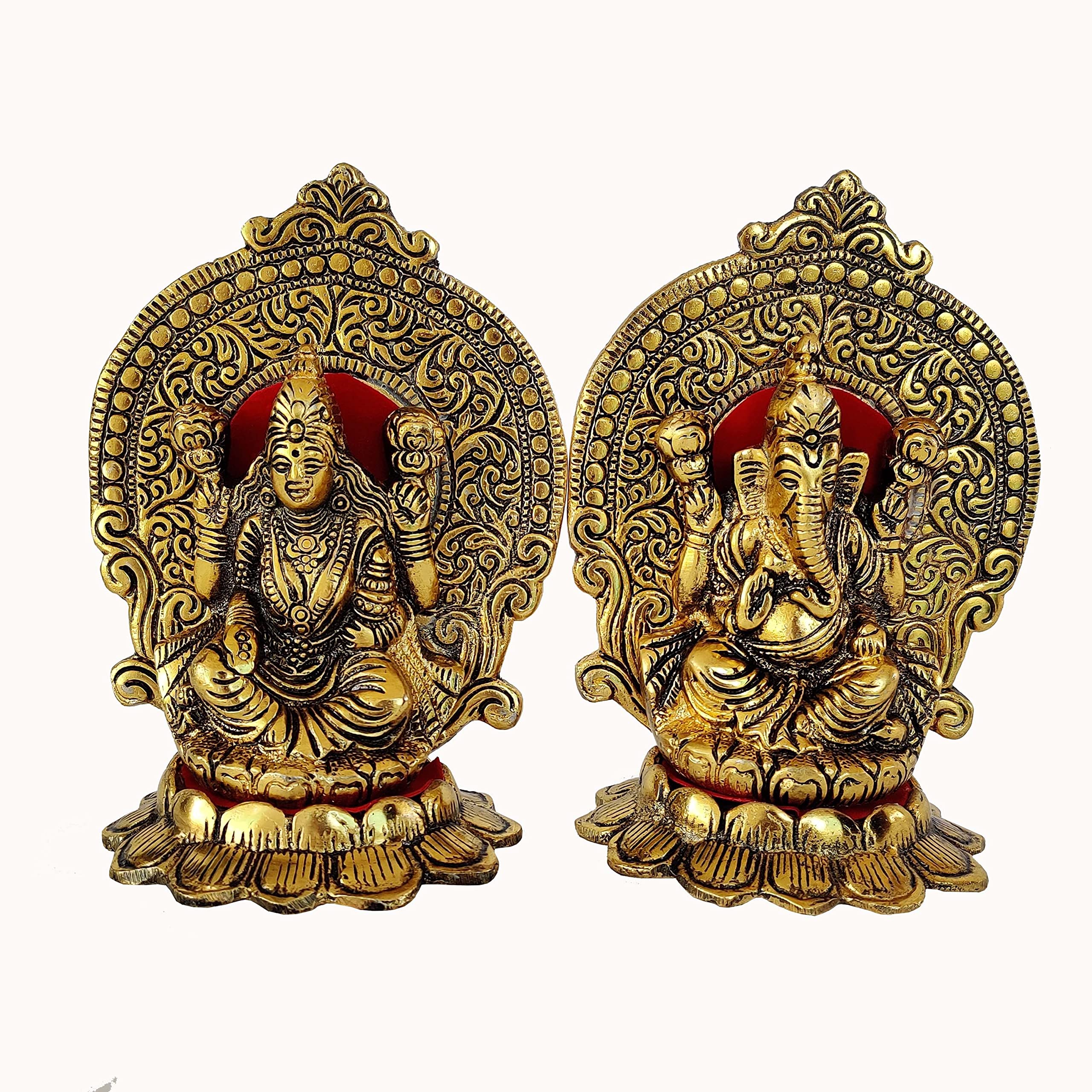 Wonder Care Ganesha Lakshmi Statues Metal Lakshmi Idol Ganesha Statues for Diwali Pooja Decoration Items Ganesh Idol for Car | Home Decor | Mandir