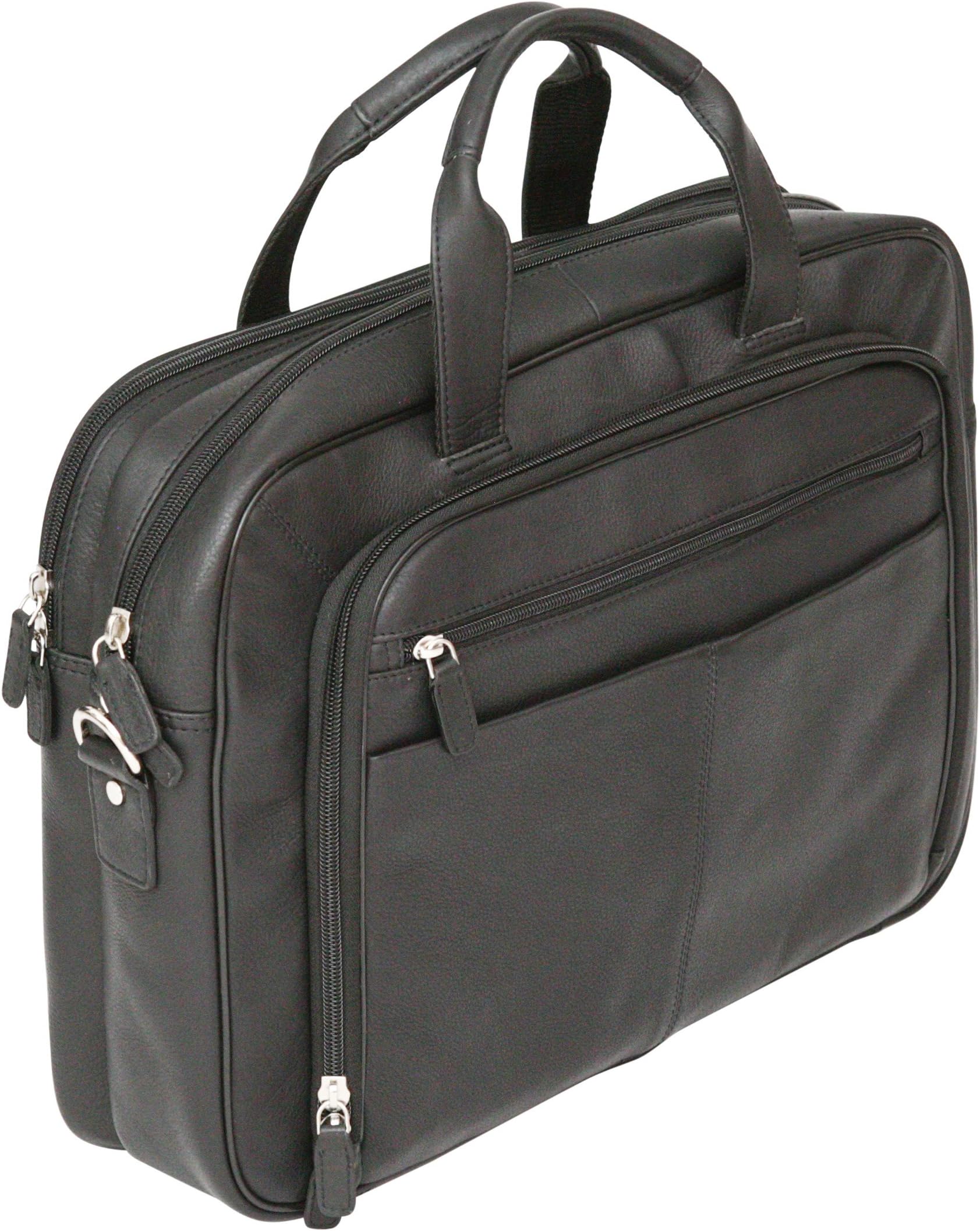 Felda RFID Colombian Genuine Leather Briefcase - Twin Handle Business Bag with Laptop & Tablet Pocket