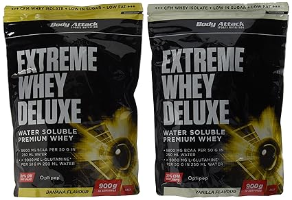 Body Attack Extreme Whey Deluxe, Banana Cream + Vanille, 1800 g, 2 Stück