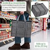 VenO 2 Pack Large Insulated Reusable Grocery Bag with Hard Bottom Black view 2