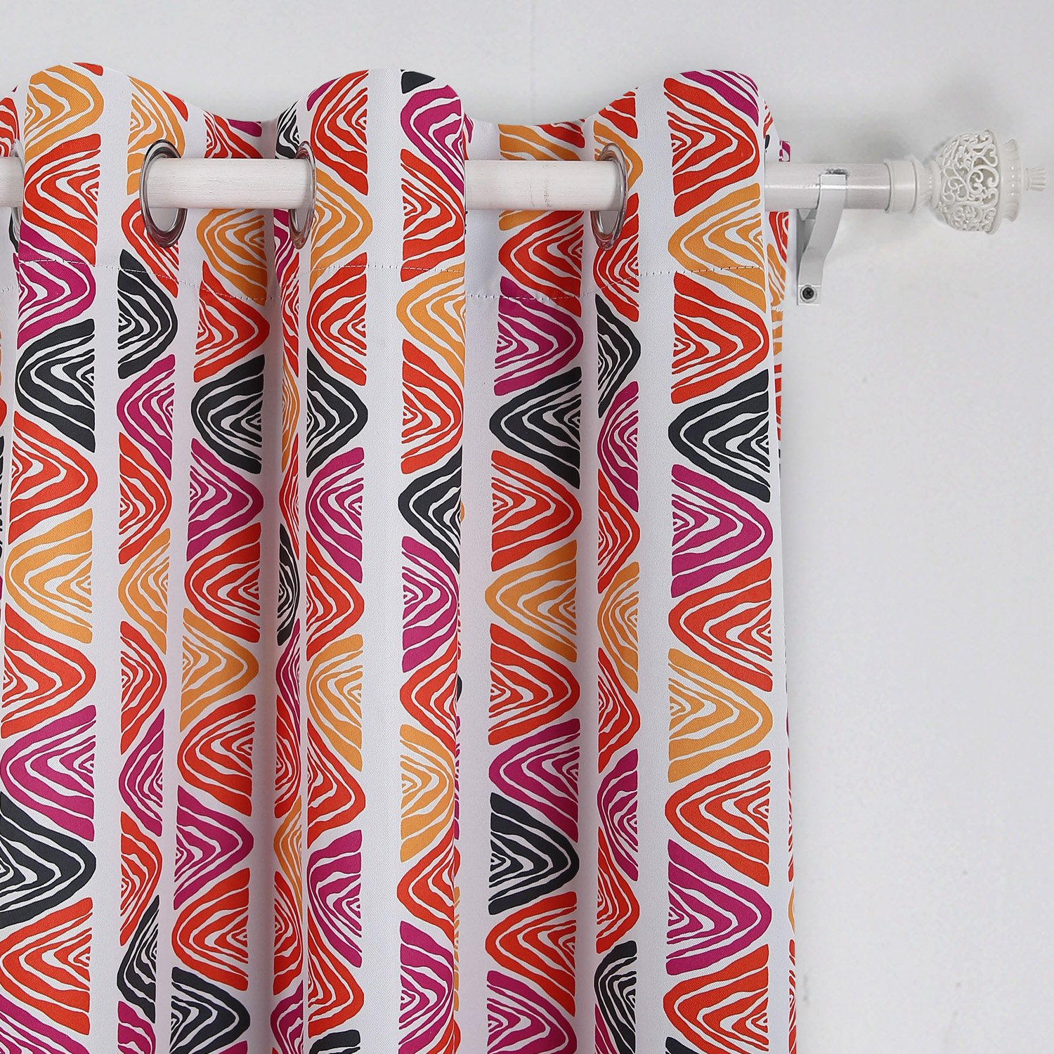 Deconovo Thermal Printed Window Kitchen Curtains for Dinning Room, 42x95, Red Pink Orange and Black