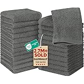Utopia Towels 24 Pack Cotton Washcloths Set, 100% Ring Spun Cotton, Premium Quality Flannel Face Cloths, Highly Absorbent and Soft Feel Fingertip Towels, Grey
