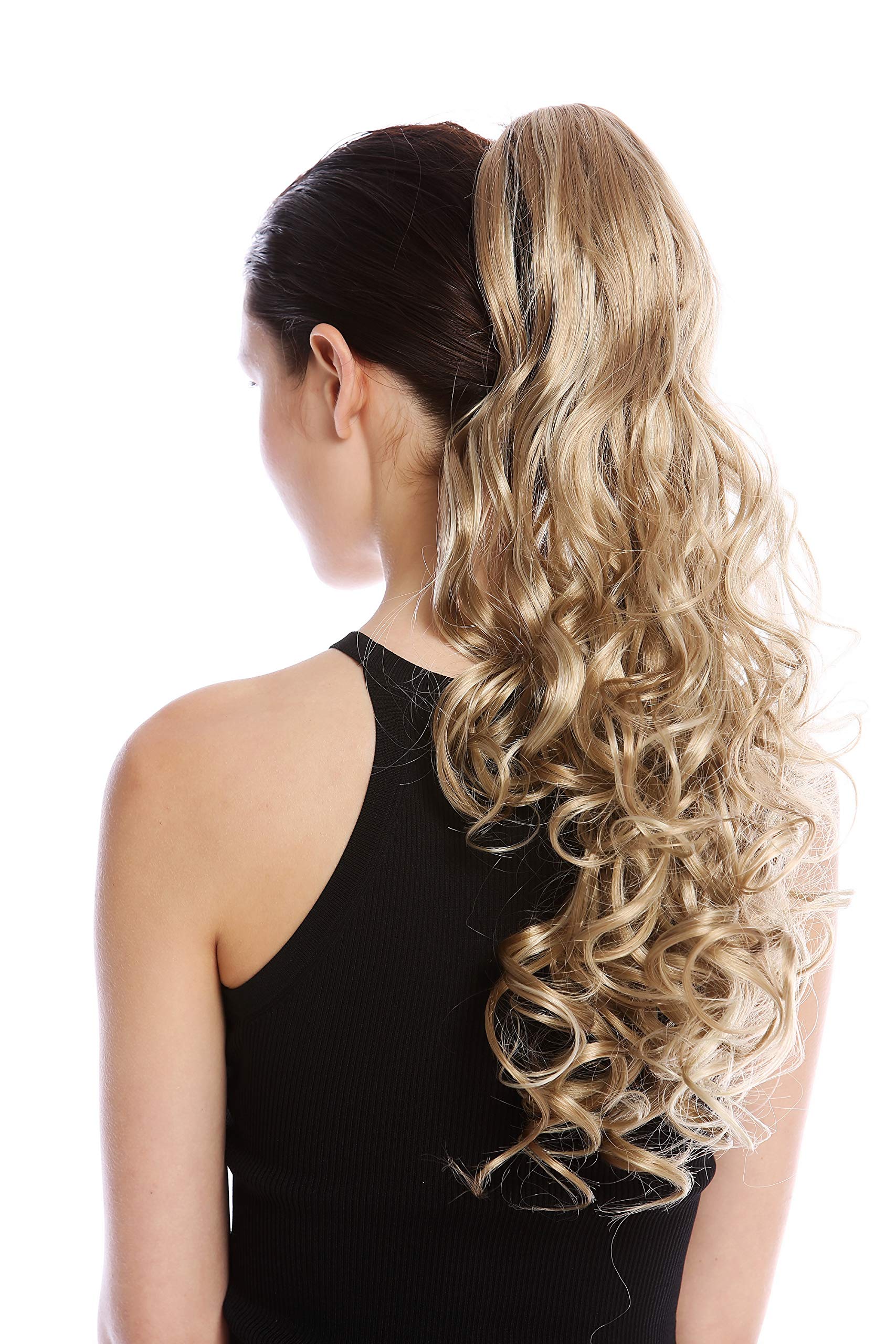 WIG ME UP - DM44-V-16/22 Ponytail Hairpiece Extensions long voluminous curled wild straggly wet look honey blond blend 21inch