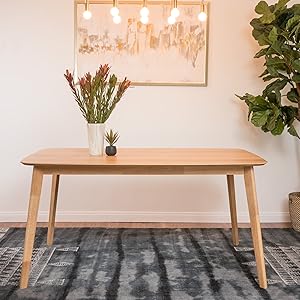 Anne Natural Oak Finish Wood Dining Table