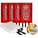 Poosue 40” x 40” Emergency Fire Blanket - Flame Suppression Fiberglass Blankets for Home, Kitchen, Camping, Car, Office, Warehouse, Emergency Survival Safety - Fire Extinguisher Alternative (4, 40*40)