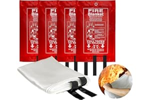 Poosue 40” x 40” Emergency Fire Blanket - Flame Suppression Fiberglass Blankets for Home, Kitchen, Camping, Car, Office, Warehouse, Emergency Survival Safety - Fire Extinguisher Alternative (4, 40*40)