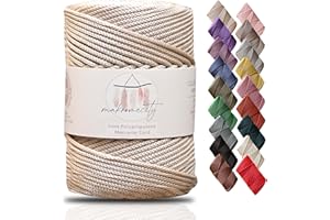 Makromecity, Premium Polyester Macrame Cord 3mm x 131 Yards (394 feet) 3mm Polypropylene Latte Macrame Cord Crochet Macrame Bag Cord Crafts for Wall Hangings, Bags, Underplate, Rug…