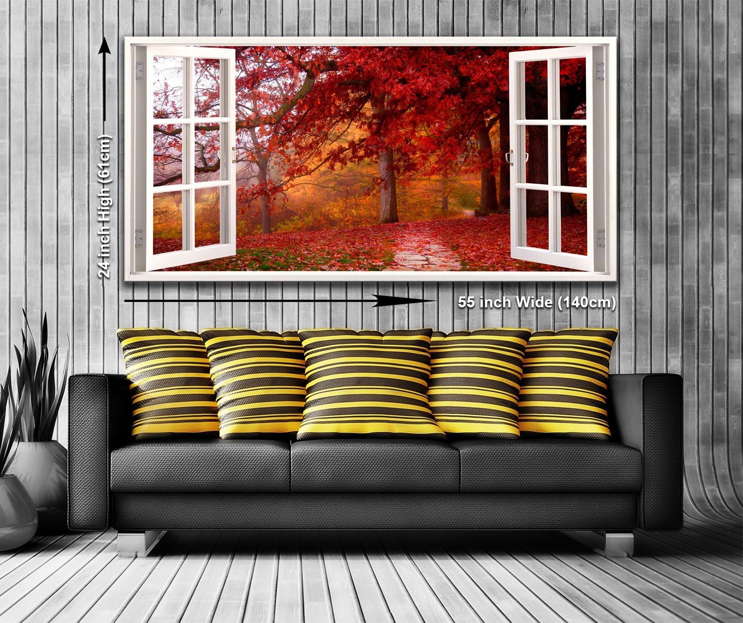 Colours of Autumn View from a Window Panoramic Canvas Wall Art Print