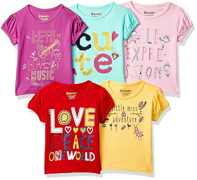 Baby-Girls Regular fit T-Shirt (Pack of 5)
