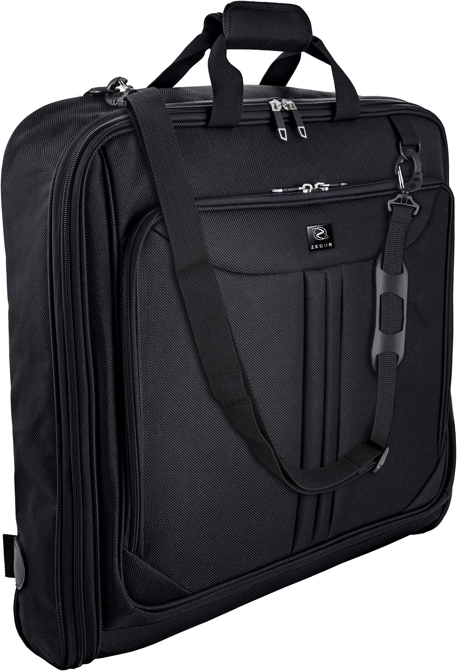 ZEGUR Suit Carry On Garment Bag for Travel & Business Trips With Shoulder Strap (Black)