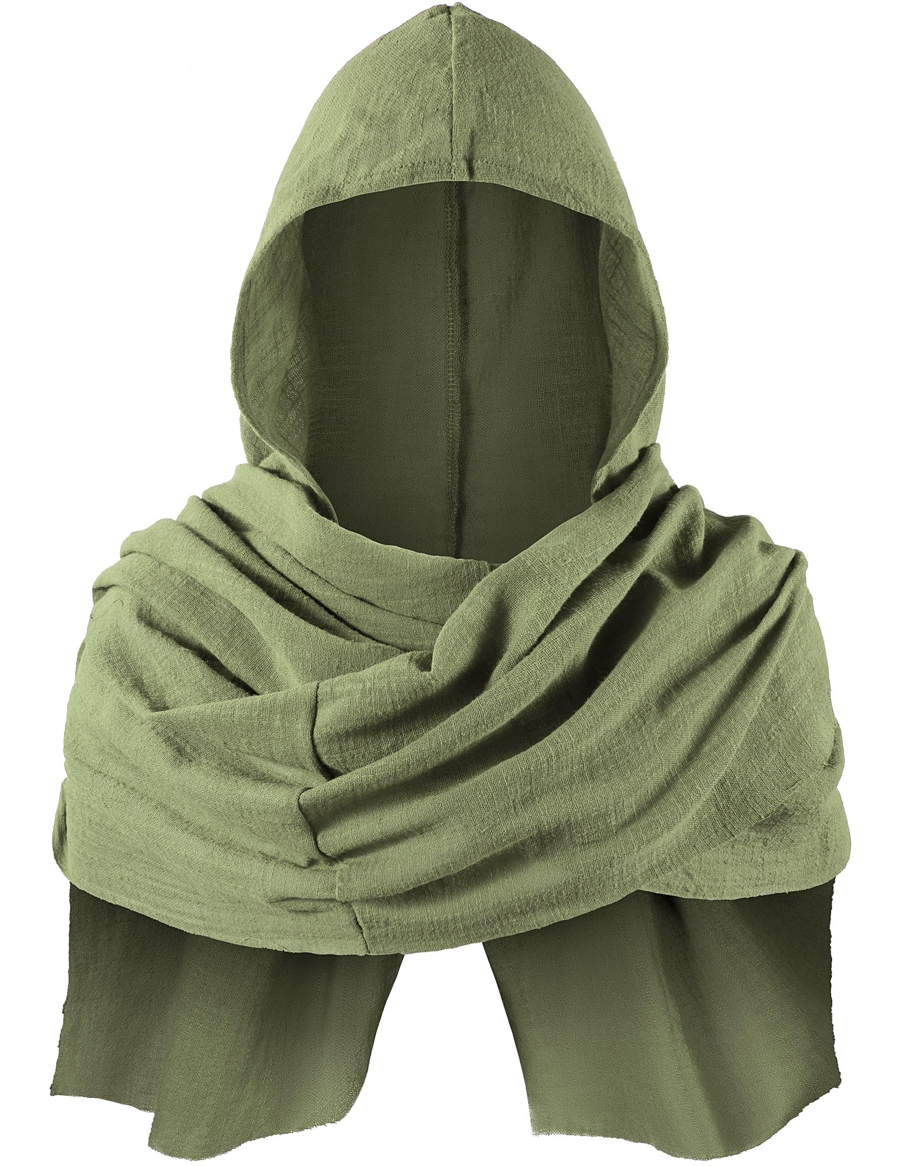 Photo 1 of TOKYO REVENGERS Kids Medieval Renaissance Hooded Cowl Multifunctional Scarf Shawl Cape Halloween Cosplay Costume Accessories(Army Green