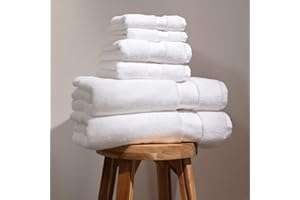 FABDREAMS 100% Organic Cotton Bath Towel Set | Bathroom Luxury Towel Set of 6 | GOTS Certified | Hotel Premium Towels | 700 GSM | 2 Bath Towels 30 x 56 | 2 Hand Towels 16 x 30 | 2 Wash Cloths 13 x 13 | White