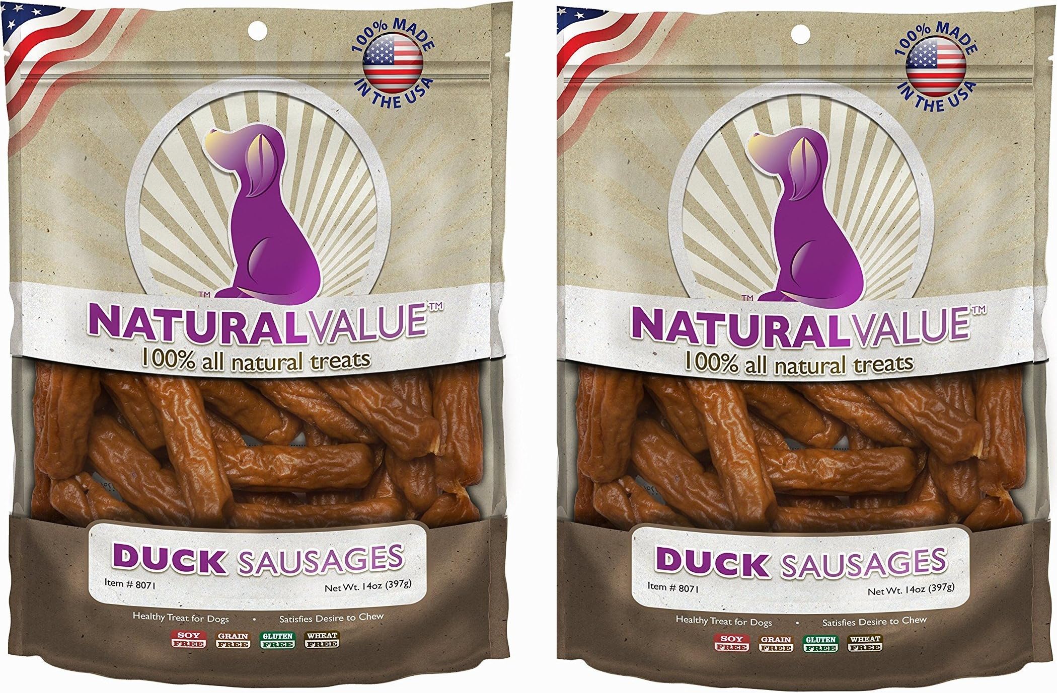 Loving Pets Soft Sausages Dog chew Made in USA Flavor:Duck 26-Ounce