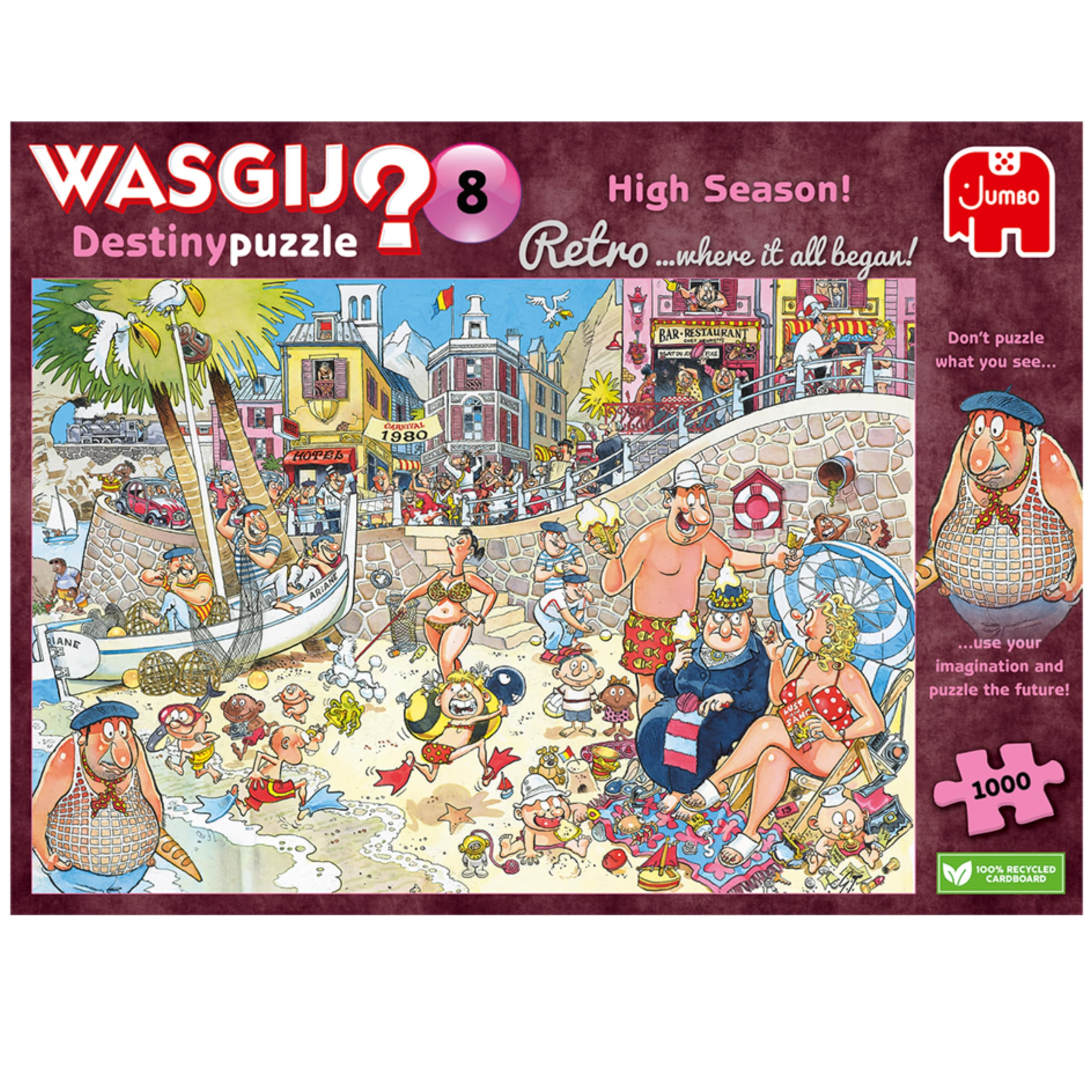 Wasgij Retro Destiny 8, High Season - 1000 Piece Jigsaw Puzzles for Adults - Colourful, Challenging & Brainteasing Adults Jigsaw Puzzle, Puzzle the Future - 100% Recycled Cardboard, 1000pcs, Jumbo