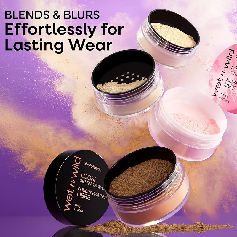 Photo Focus Loose Setting Powder, Cipria Fissante Leggera per Opacizzare, Assorbire Sebo in Eccesso e Fissare il Make-up con Finish Naturale e Setoso, Tonalità Banana, 20g