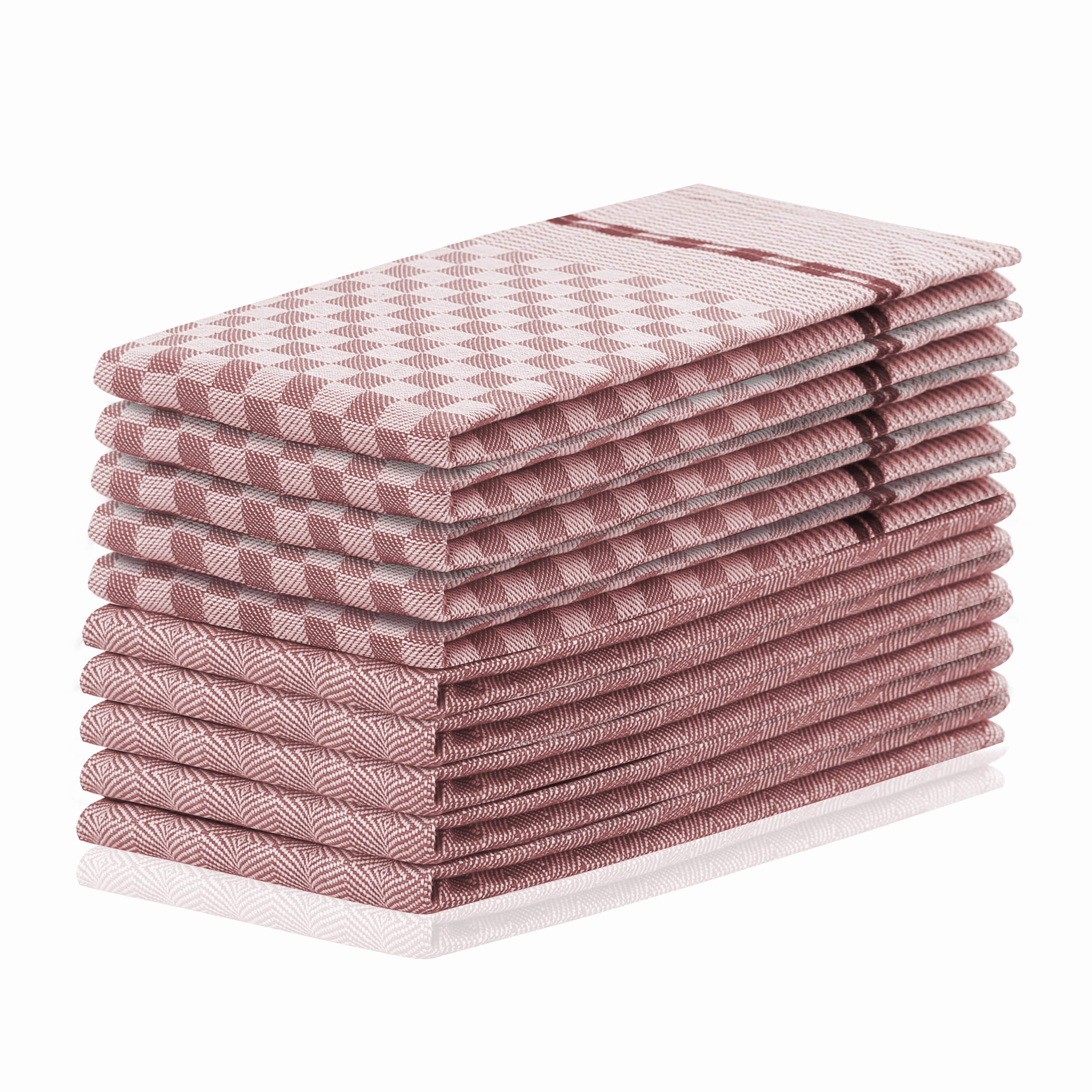 DecoKing 10er Set Küchentücher 50x70 cm mit Aufhänger 100% Baumwolle Altrosa Rosa hochwertige Geschirrtücher Louie