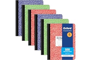 Oxford Composition Notebooks, 6 Pack, Cover Colors Vary, Wide Ruled Paper, 9-3/4 x 7-1/2 Inch School Journals, Assorted Marble Covers, 100 Sheets, per Book (63762)