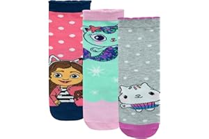 Gabby’s Dollhouse Socks 3 Pack | Mercat and Cakey Cat Girls Socks | Pack of 3 Cotton Socks | 3pk Multicolored Kids Socks | Si