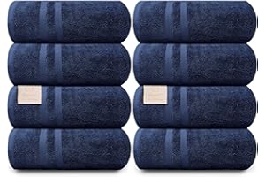 ORGANIX - SUSTAINABLE HEALTH SUPPLIES Organix Oversized 8 Piece Soft Bath Sheets Towels 550 GSM Cotton Bath Towels Extra Large 35"x70", Highly Absorbent & Quick Dry, Super Soft Hotel Quality Extra Large Bath Towels, Daily Use (Navy)