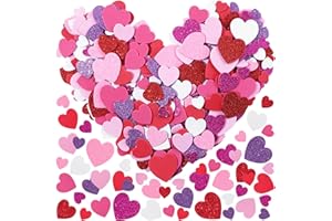ADXCO 400 Pieces Glitter Foam Stickers Self Adhesive Heart Shaped Craft Stickers for Valentine's Day Crafts Decoration DIY Greeting Cards, Assorted Size, Mixed Colors