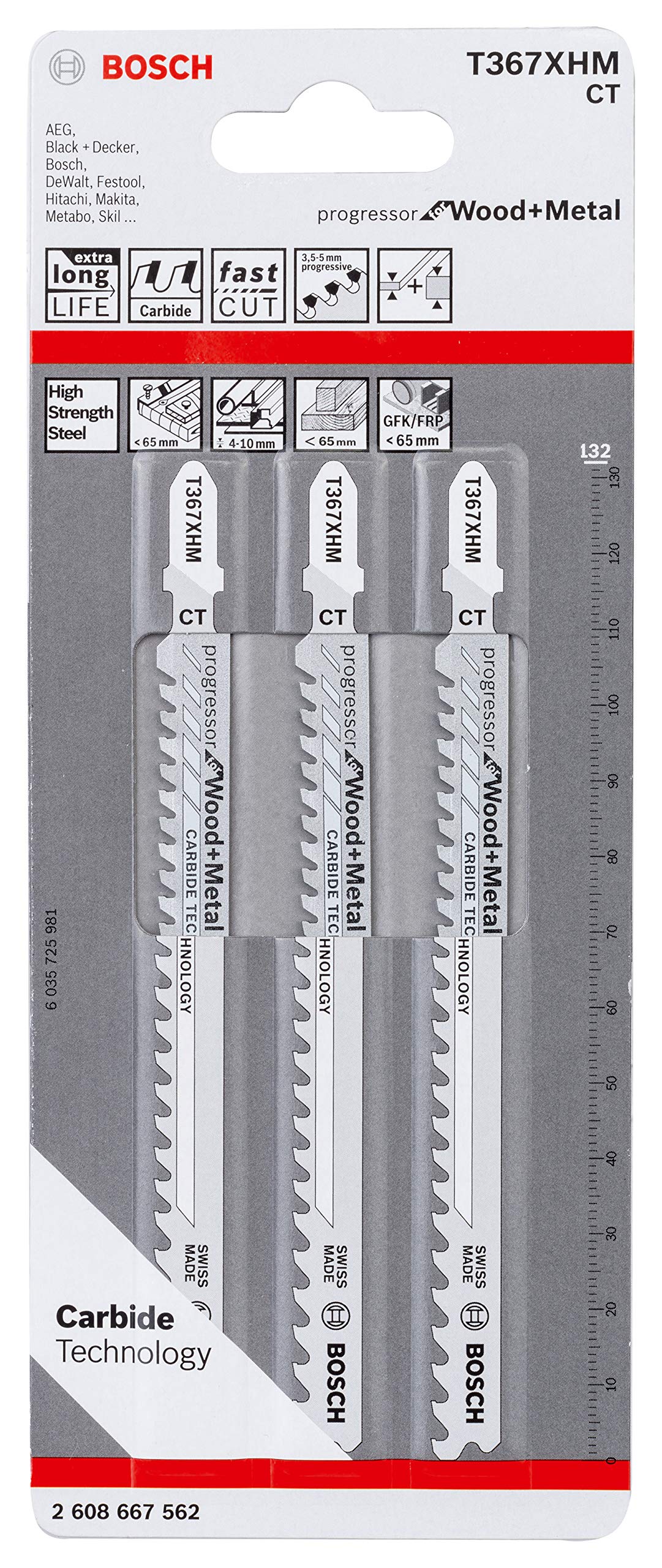 Bosch Professional 2608667562 Jigsaw Blade T 367 XHM Progressor for Wood and Metal for Wood and Metal Accessories Jigsaw 1 W 1 V