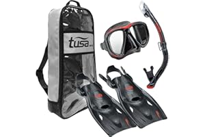 TUSA Sport Adult Powerview Mask, Dry Snorkel, and Fins Travel Set