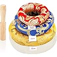 ZenBless Silk Embroidered Tibetan Singing Bowl Cushion Set, 3pcs (8cm, 10cm, 12cm), Singing Bowl Holder with Mallet, Meditation Accessories, Red, Blue, Yellow