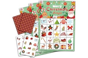 ZEDEV Christmas Bingo Game, Party Games with 24 Players, Family Activities, Bingo Cards for Kids School Classroom Party Supplies, Party Favors Gifts for Kids Young Adults, Adults, Toddlers - christmas07