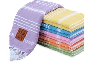 GOLD CASE HOME COLLECTION Lycia Turkish Hand Towels for Bathroom Set of 6-100% Cotton Luxury Decorative Towels - Kitchen & Hotel Hand Towel for Spa, Face, Tea & Dishcloth - 20 x 40, Multi 2