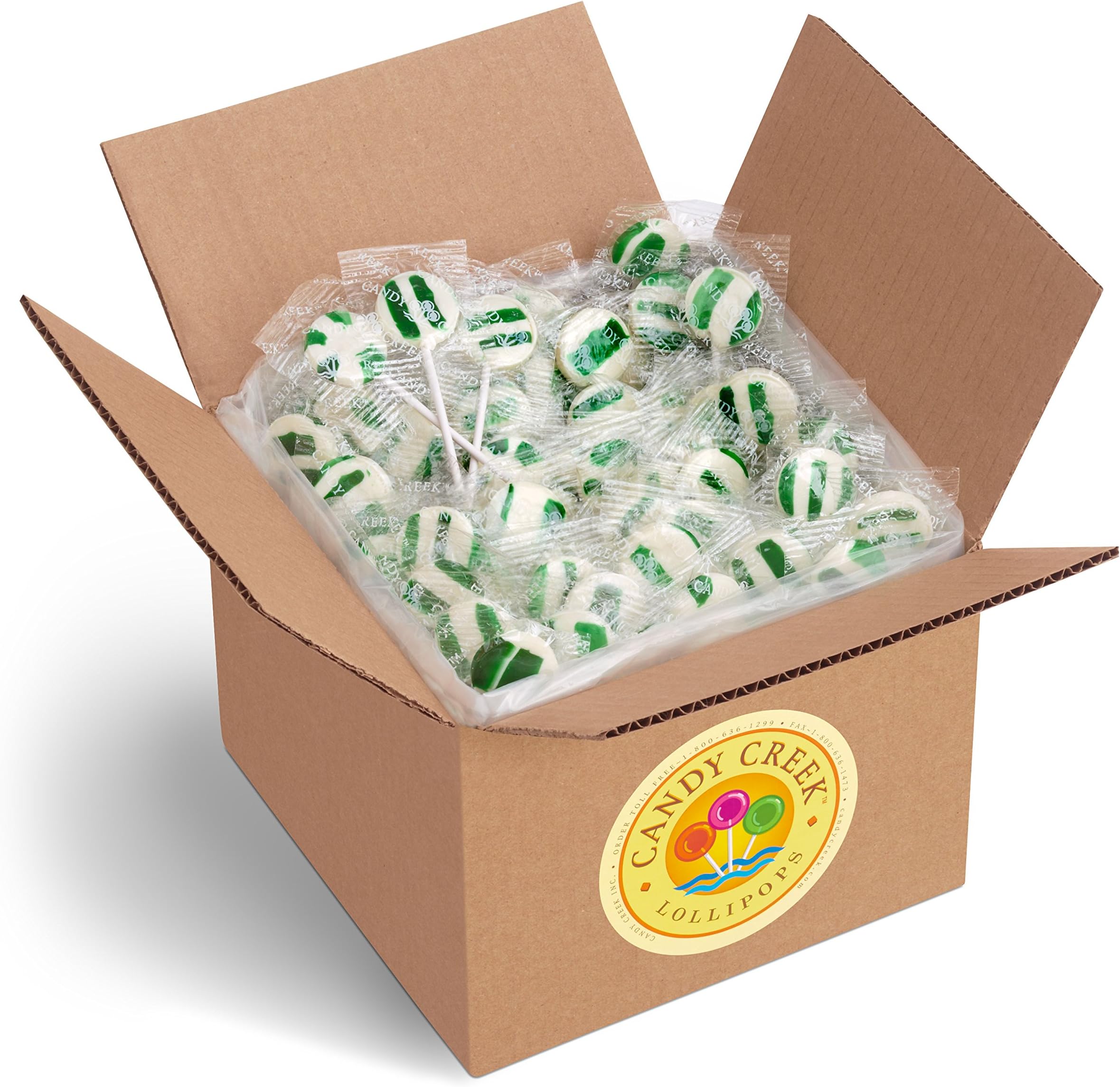 Wintergreen Zany Cane Lollipops by Candy Creek, Bulk 5 lb. Carton