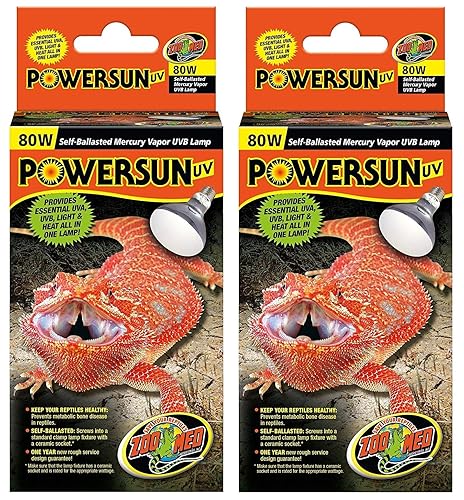 Zoo Med Pack of PowerSun UV Reptile Bulbs, 80 Watts, Self