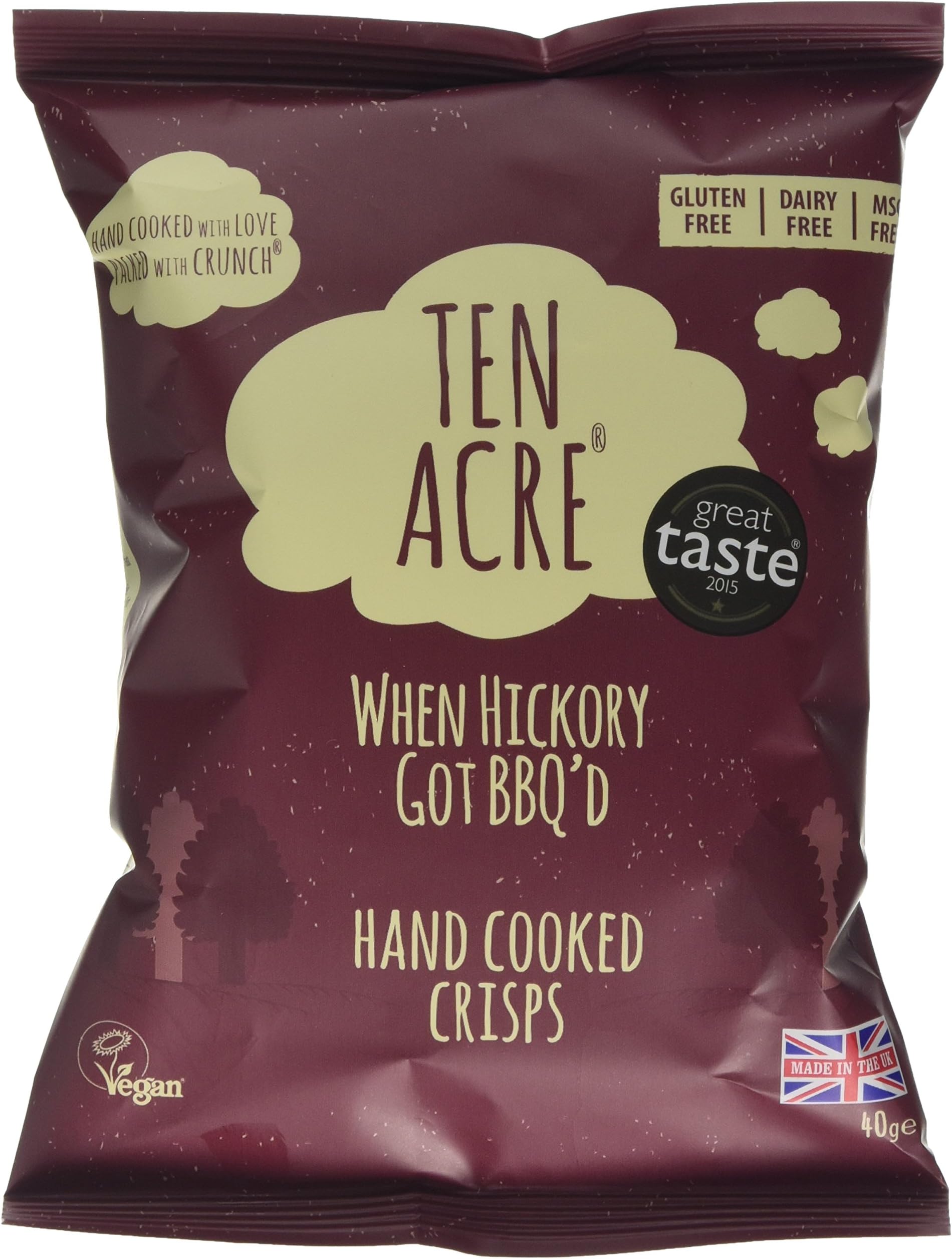 Ten Acre Crisps Hickory and Barbecue 40 g (Pack of 18)