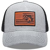 BUGKHD Fishing Hat for Men Women, American Flag Fishing Trucker Hat Snapback Baseball Cap, Father's Day