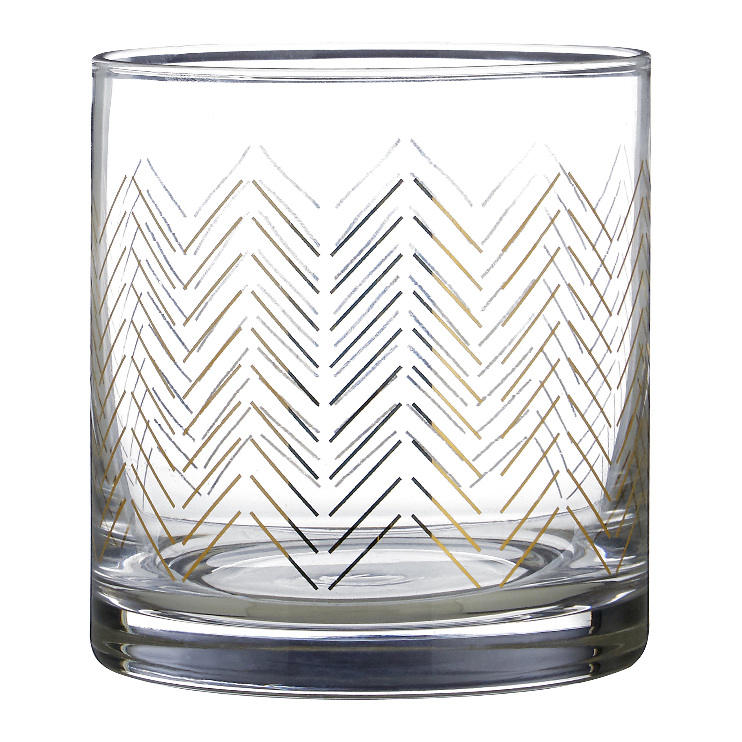 Premier Housewares Jazz Tumbler Glasses, Gold, 9 x 9 x 9 cm, Set of 4