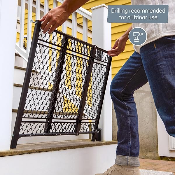 INGENUITY DOORWAY 42W SERIES DOG AND BABY GATE, INDOOR OUTDOOR, WON’T RUST OR FADE, PLASTIC PANEL, FITS 23-42″ OPENINGS, 24” TALL