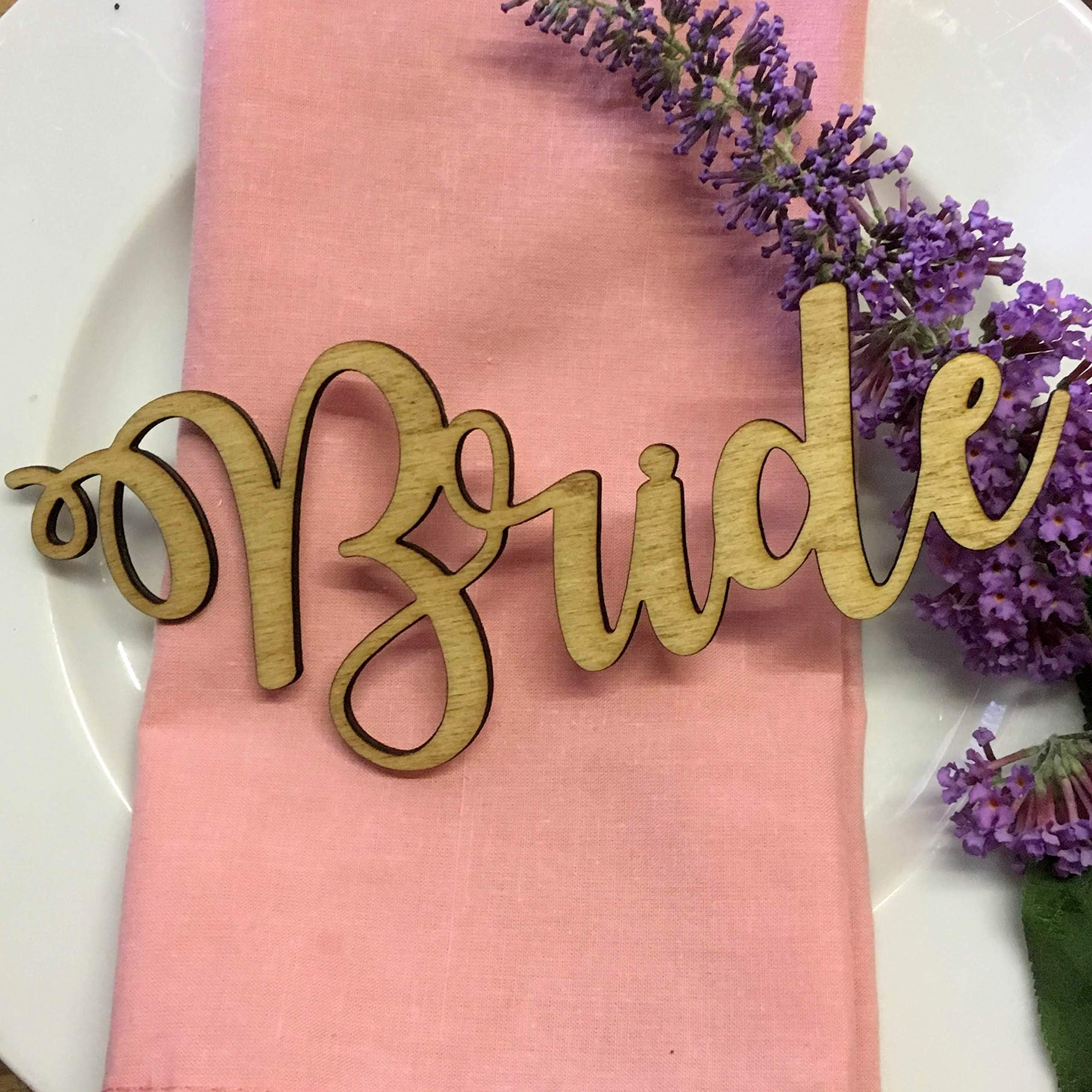 5 x Wedding Place Cards - Wooden Names Favour Tags Personalised Party Christmas Table Decorations