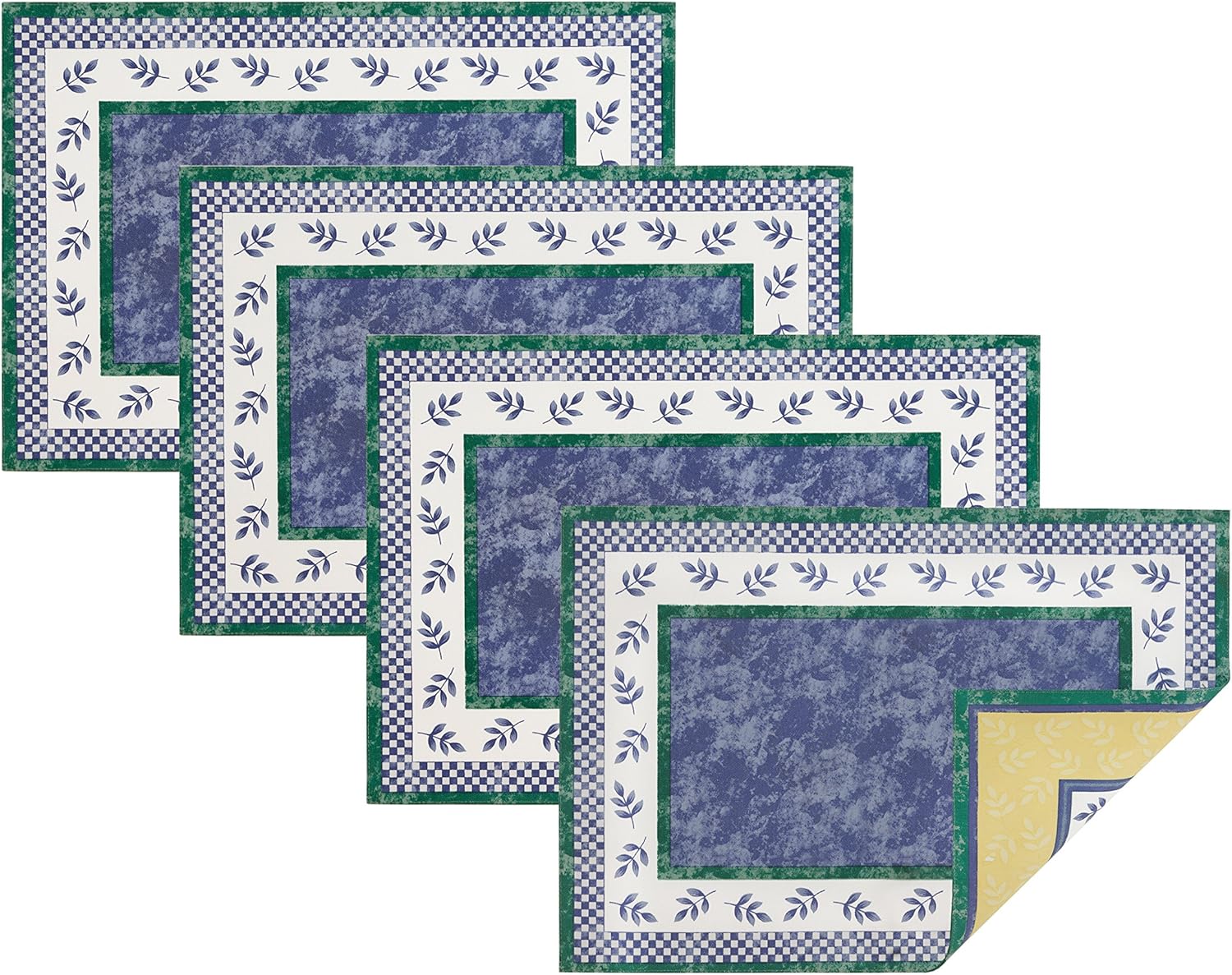 Villeroy and Boch Leaf and Check Cotton Fabric Reversible Placemat (Set