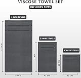 Utopia Towels 8-Piece Luxury Towel Set Grey 97% Ring Spun Cotton Viscose Stripe view 2
