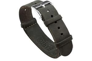 BARTON WATCH BANDS BARTON Leather NATO® Style Watch Straps - Choose Color, Length & Width - 18mm, 20mm, 22mm, 24mm Bands