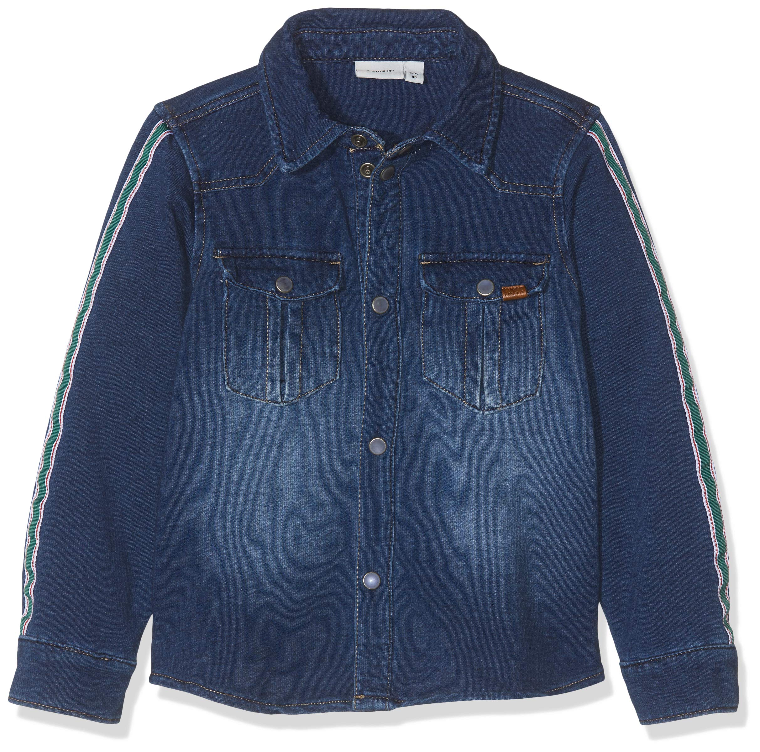 NAME IT Baby Boys' Nmmbatruebo DNM 2243 Ls SWE Shirt Blouse, Blue (Medium Blue Denim Medium Blue Denim), 98