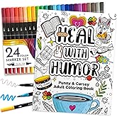 Cancer Care Gifts for Women, Chemo Care Package, Coloring Book &amp; Markers | Adult Coloring Book &amp; 24 Dual-Tip Markers, Chemotherapy Must Haves for Women, Surgery Recovery, Gifts for Cancer Patients