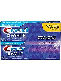 Crest 3D White Whitening Toothpaste, Radiant Mint, 3.5 oz, Pack of 2