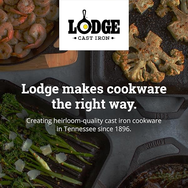 LODGE 12 INCH CAST IRON EVERYDAY PAN – CHEF COLLECTION – USE ON OVEN, STOVE, GRILL, OR FIRE – EASY TO CLEAN – CAST IRON PAN WITH LID – DURABLE COOKWARE