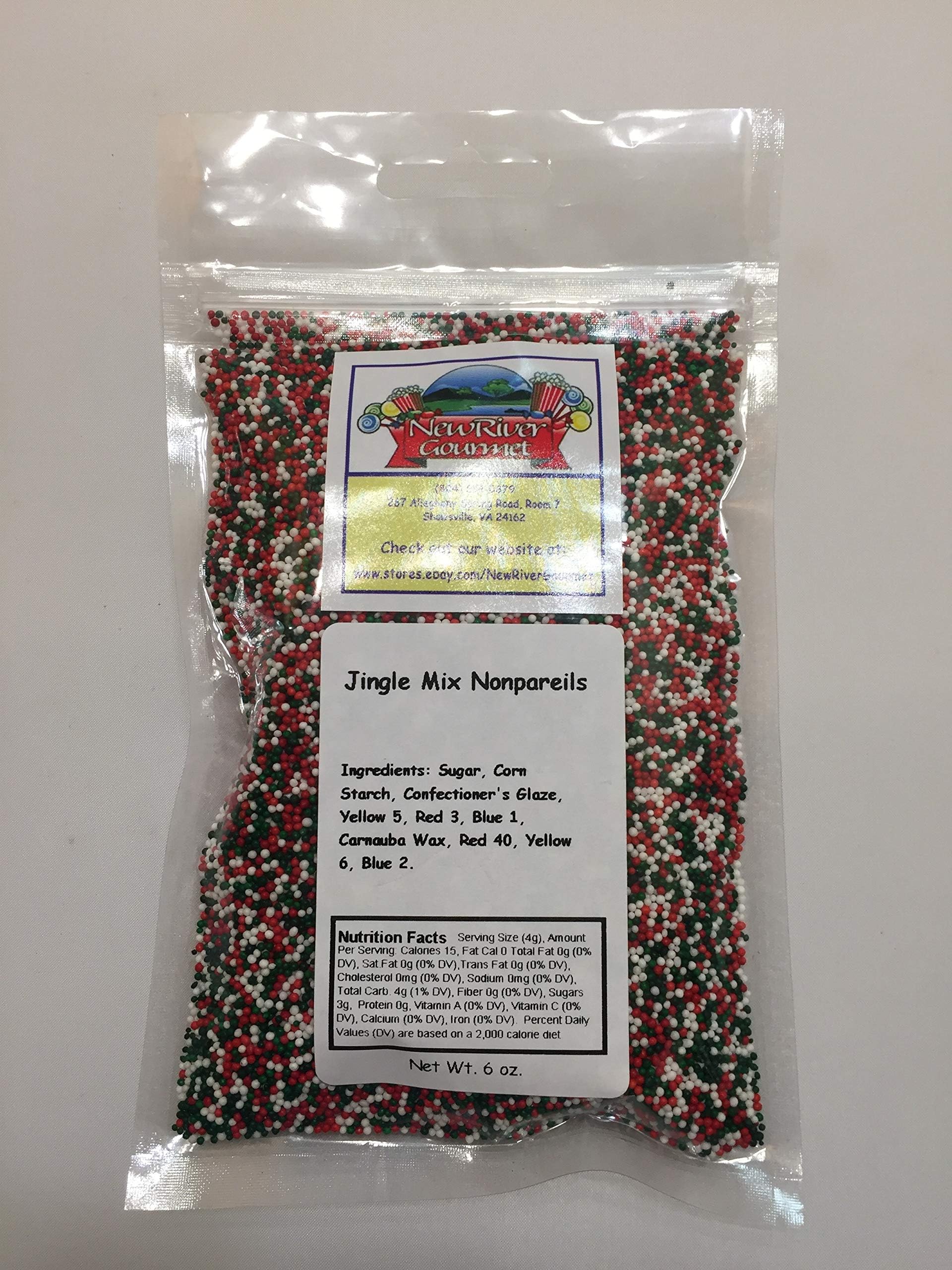 Christmas Jingle Mix Candy Nonpareils Sprinkles (Red, White and Green) (6 oz)