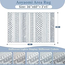 Area Rug 3x5 Geometric Rug: Washable Boho Moroccan