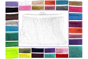 SEW TRENDS Beautiful 5 Yards of 12" Long Chainette Fringe Tassel Thread Yarn Trim Fringe Sewing, Dance Costumes, Drapery, Lamp Shades-White