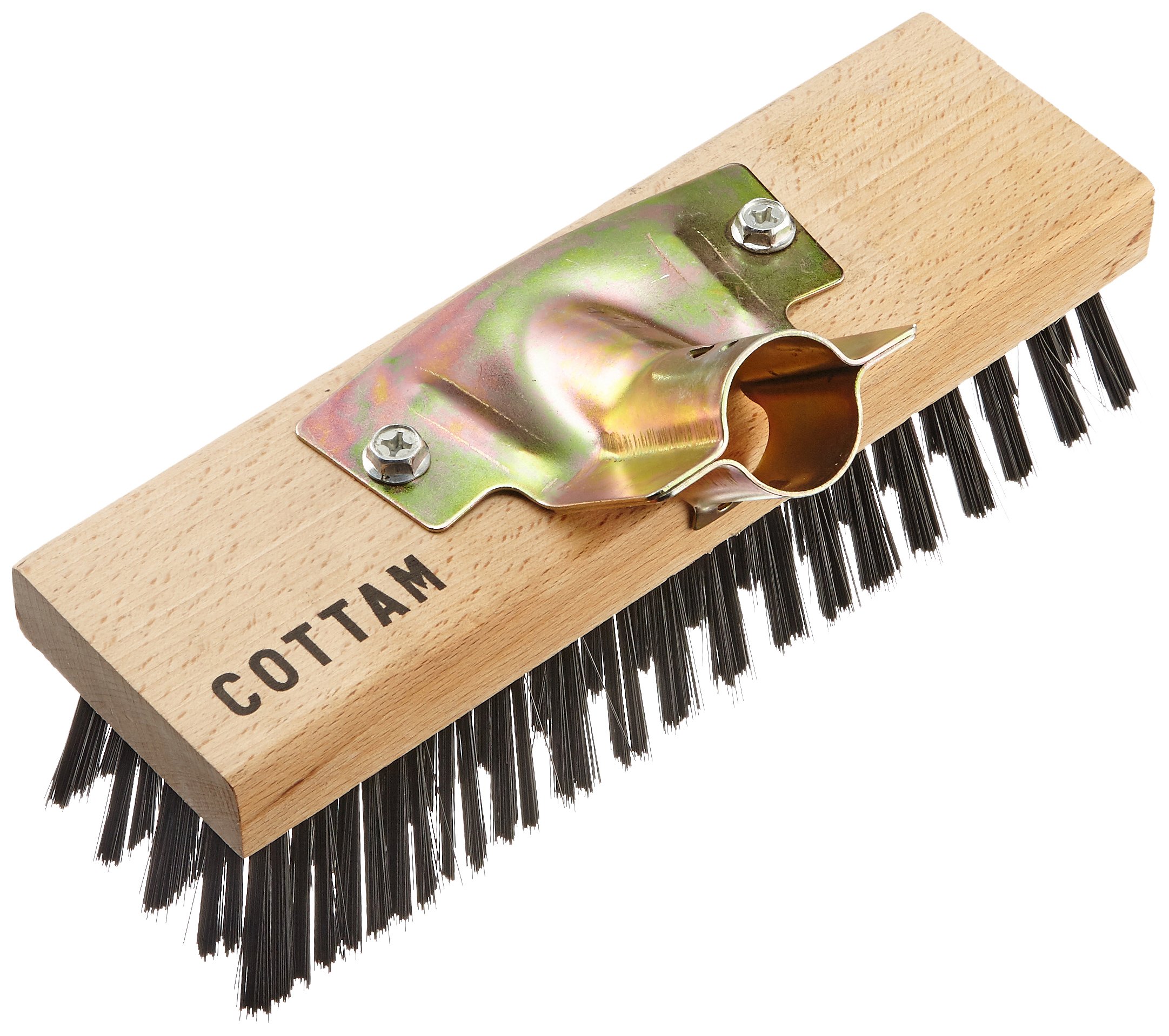 COTTAM Heavy Duty Steel Wire Broom Head 9" with Wooden Back & Zinc